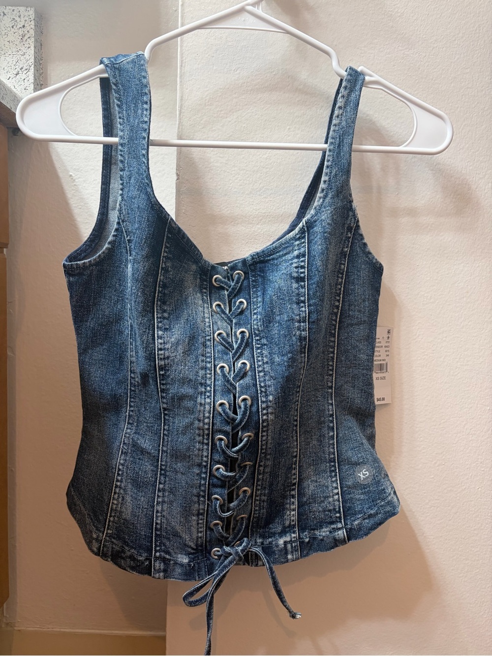 Denim Lace-Up Corset Top